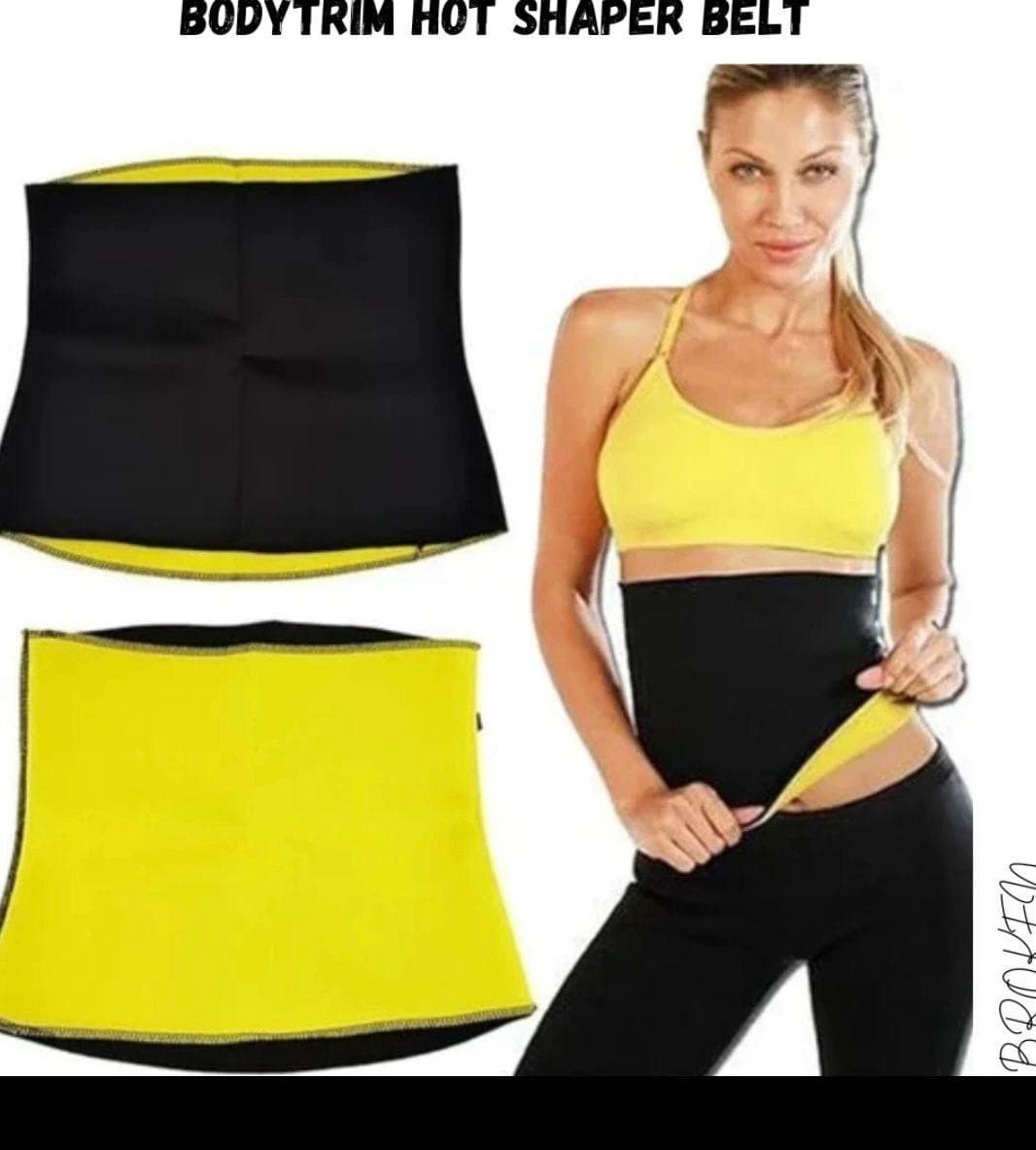 Bodytrim Hot Shaper Belt Black Yellow XL 2XL